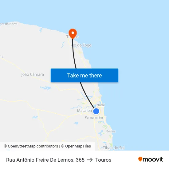 Rua Antônio Freire De Lemos, 365 to Touros map