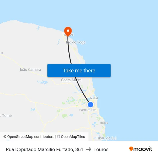 Rua Deputado Marcílio Furtado, 361 to Touros map