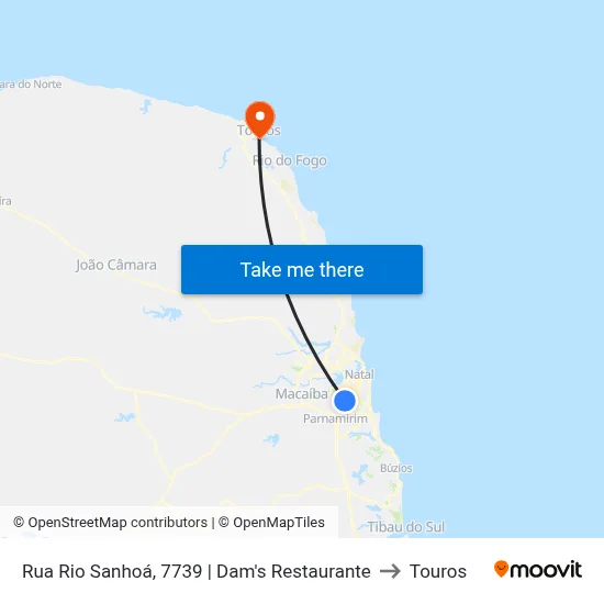 Rua Rio Sanhoá, 7739 | Dam's Restaurante to Touros map