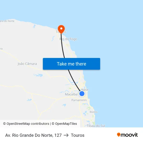 Av. Rio Grande Do Norte, 127 to Touros map