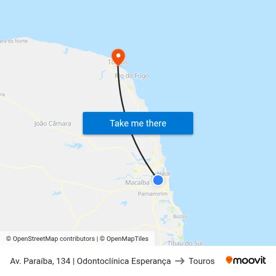 Av. Paraíba, 134 | Odontoclínica Esperança to Touros map