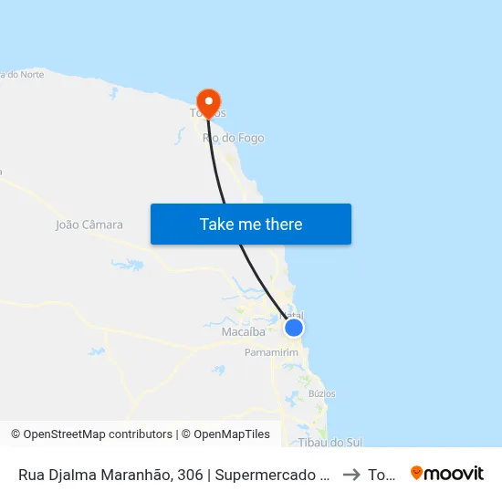 Rua Djalma Maranhão, 306 | Supermercado Rede Mais Veneza to Touros map