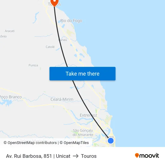 Av. Rui Barbosa, 851 | Unicat to Touros map