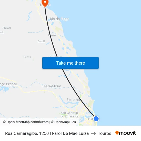 Rua Camaragibe, 1250 | Farol De Mãe Luiza to Touros map