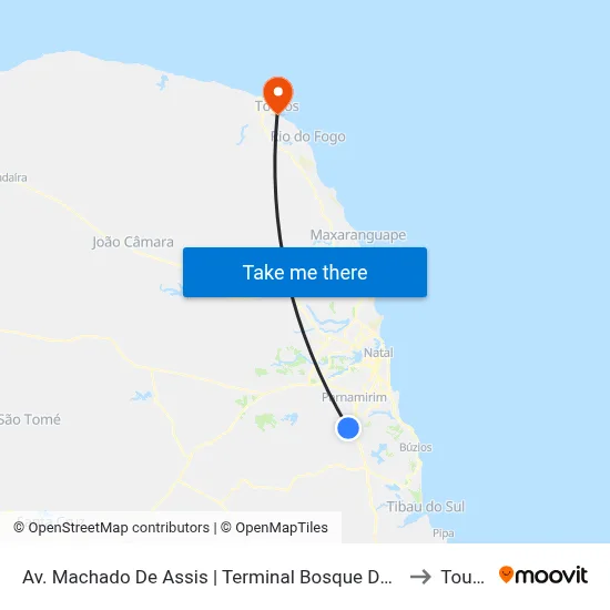 Av. Machado De Assis | Terminal Bosque Das Colinas to Touros map