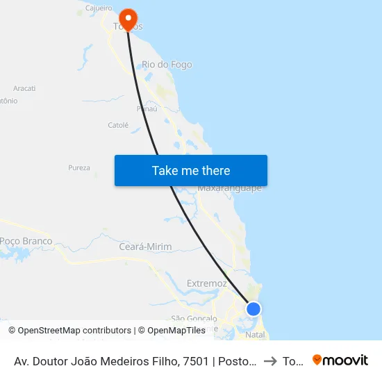 Av. Doutor João Medeiros Filho, 7501 | Posto Praia Da Redinha Alesat to Touros map
