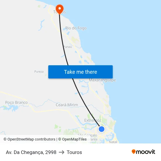 Av. Da Chegança, 2998 to Touros map