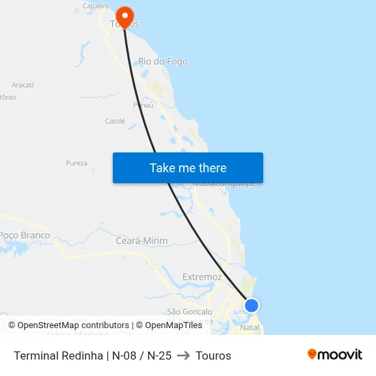 Terminal Redinha | N-08 / N-25 to Touros map