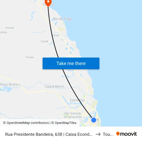 Rua Presidente Bandeira, 638 | Caixa Econômica / Itaú to Touros map