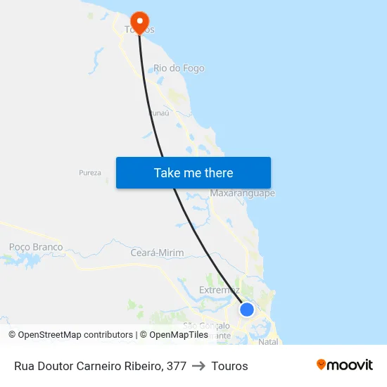 Rua Doutor Carneiro Ribeiro, 377 to Touros map