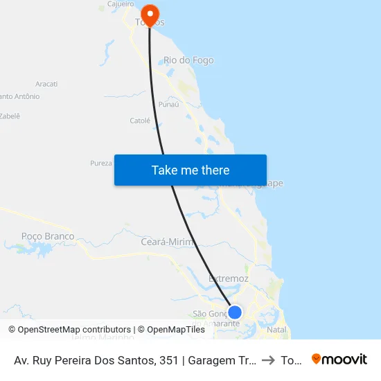 Av. Ruy Pereira Dos Santos, 351 | Garagem Transportes Guanabara to Touros map