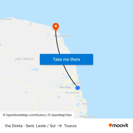 Via Direta - Sent. Leste / Sul to Touros map