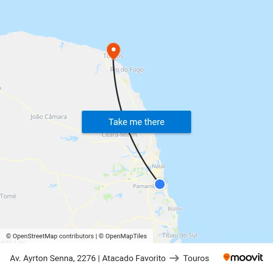Av. Ayrton Senna, 2276 | Atacado Favorito to Touros map
