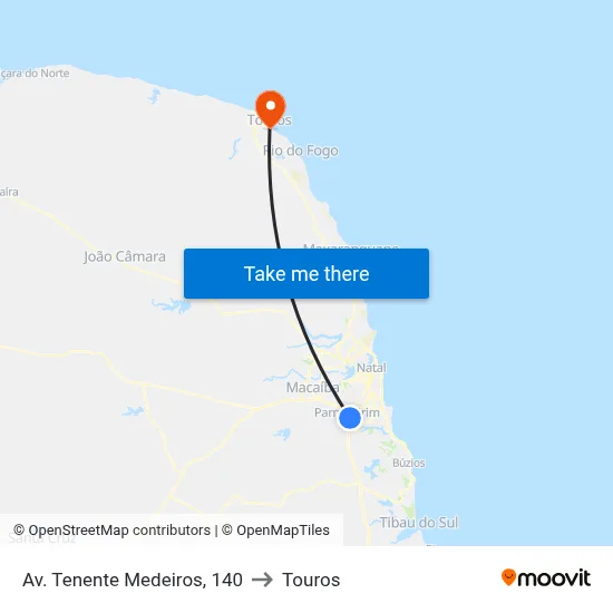 Av. Tenente Medeiros, 140 to Touros map