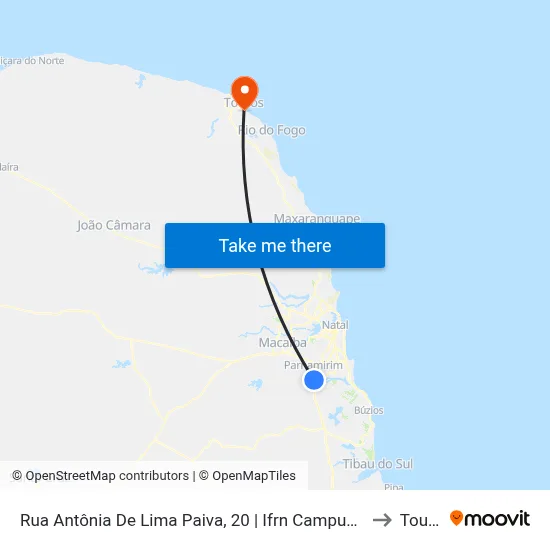 Rua Antônia De Lima Paiva, 20 | Ifrn Campus Parnamirim to Touros map