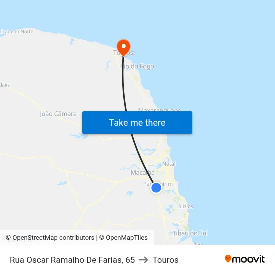 Rua Oscar Ramalho De Farias, 65 to Touros map