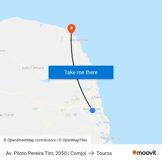 Av. Piloto Pereira Tim, 2050 | Comjol to Touros map