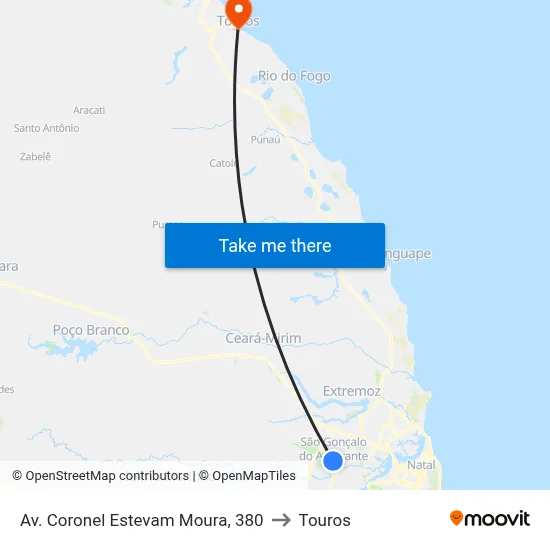 Av. Coronel Estevam Moura, 380 to Touros map