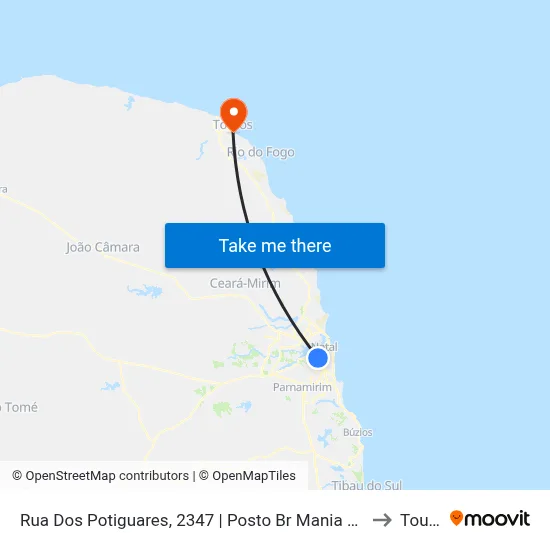 Rua Dos Potiguares, 2347 | Posto Br Mania Miguel Castro to Touros map