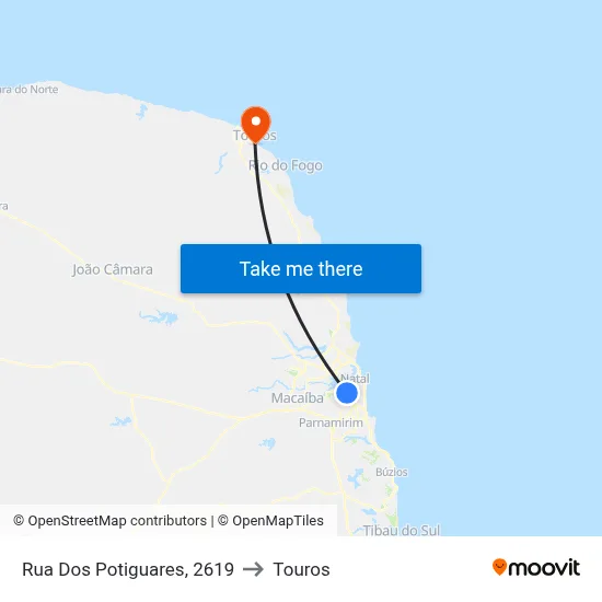 Rua Dos Potiguares, 2619 to Touros map