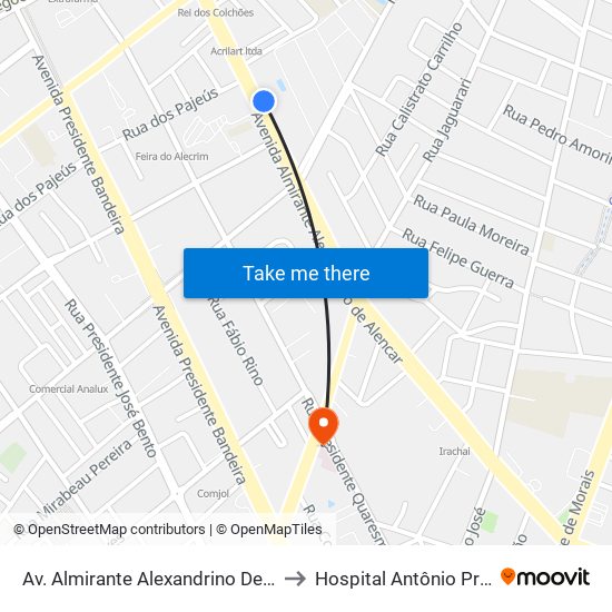 Av. Almirante Alexandrino De Alencar, 493 | Atlântico to Hospital Antônio Prudente - Hapvida map