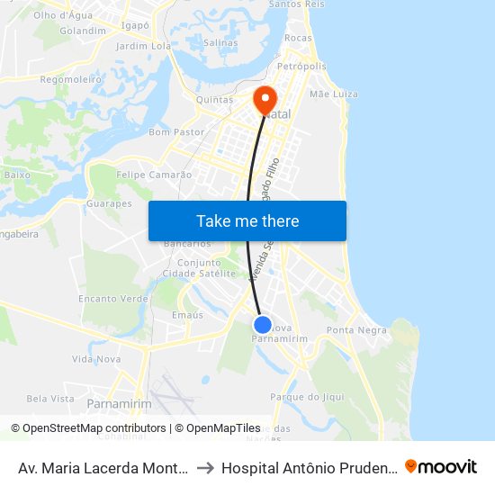 Av. Maria Lacerda Montenegro, 401 to Hospital Antônio Prudente - Hapvida map