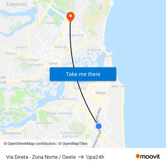 Via Direta - Zona Norte / Oeste to Upa24h map
