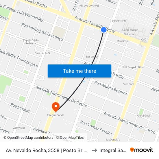 Av. Nevaldo Rocha, 3558 | Posto Br Natal II to Integral Saúde map