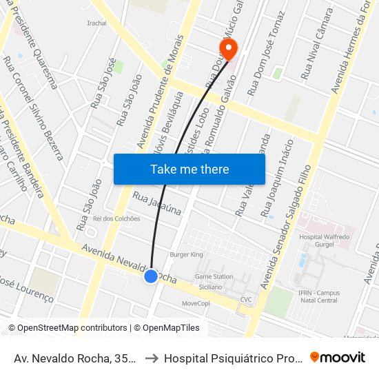 Av. Nevaldo Rocha, 3558 | Posto Br Natal II to Hospital Psiquiátrico Professor Severino Lopes map