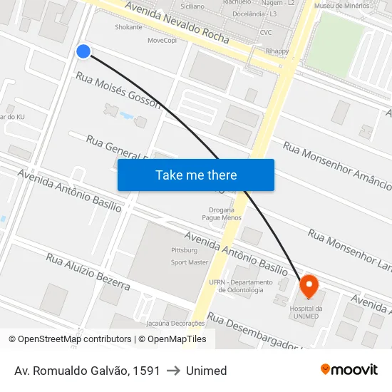 Av. Romualdo Galvão, 1591 to Unimed map