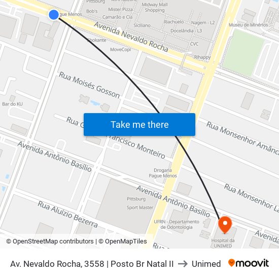 Av. Nevaldo Rocha, 3558 | Posto Br Natal II to Unimed map