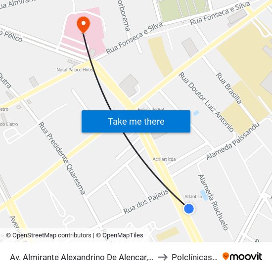 Av. Almirante Alexandrino De Alencar, 493 | Atlântico to Polclínicas - Liga map