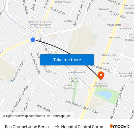 Rua Coronel José Bernardo, 925 | Sindicato Dos Rodoviários to Hospital Central Coronel Pedro Germano (Hospital da PM) map