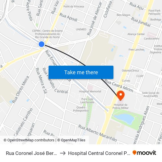 Rua Coronel José Bernardo, 900 | Cosern / Baldo to Hospital Central Coronel Pedro Germano (Hospital da PM) map