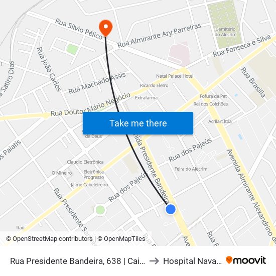 Rua Presidente Bandeira, 638 | Caixa Econômica / Itaú to Hospital Naval de Natal map