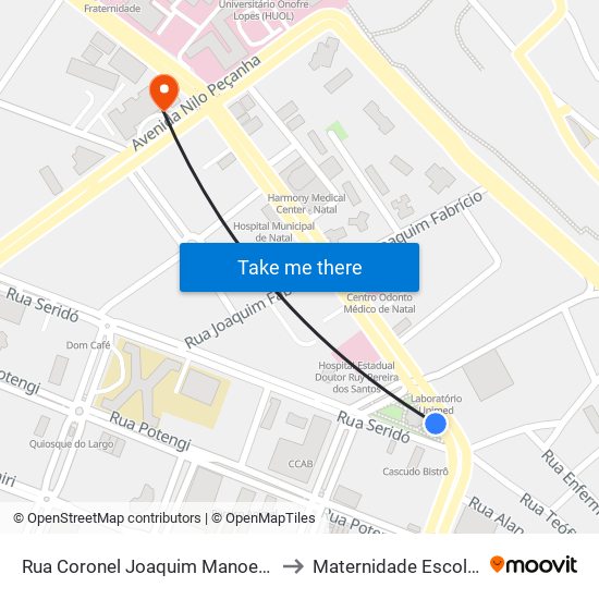 Rua Coronel Joaquim Manoel, 800 | Praça Das Flores to Maternidade Escola Januário Cicco map