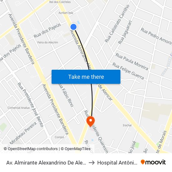 Av. Almirante Alexandrino De Alencar, 493 | Atlântico to Hospital Antônio Prudente map