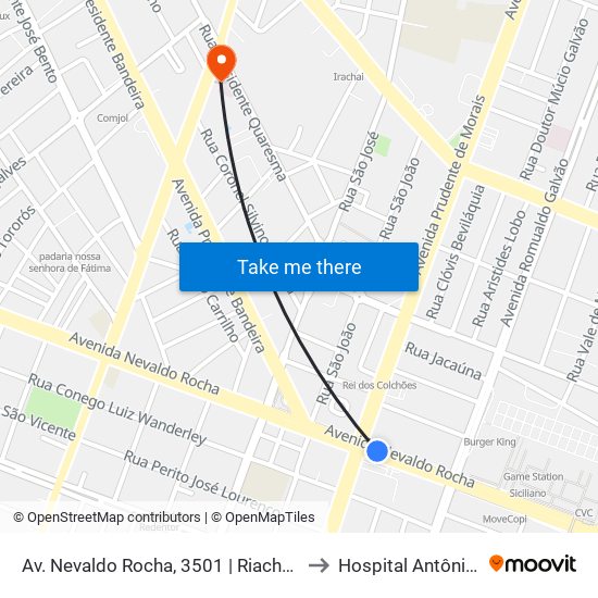 Av. Nevaldo Rocha, 3501 | Riachuelo Contact Center to Hospital Antônio Prudente map