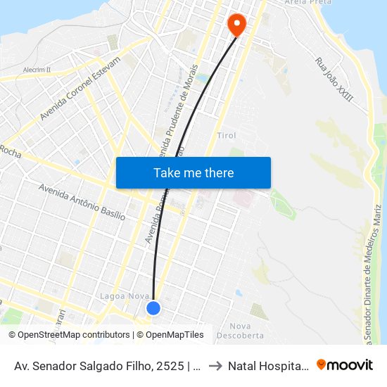 Av. Senador Salgado Filho, 2525 | Igreja Universal to Natal Hospital Center map
