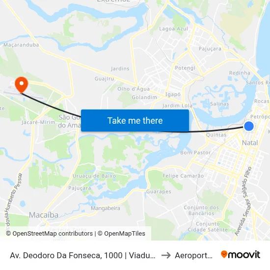 Av. Deodoro Da Fonseca, 1000 | Viaduto Do Baldo, Sentido Alecrim to Aeroporto de Natal map