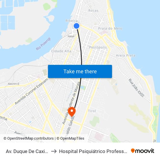Av. Duque De Caxias, 225 | Fórum Da Ribeira to Hospital Psiquiátrico Professor Severino Lopes (Casa de Saúde Natal) map