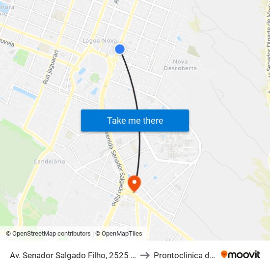 Av. Senador Salgado Filho, 2525 | Igreja Universal to Prontoclinica da Crianca map