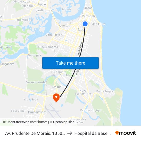 Av. Prudente De Morais, 1350 | Hospital Da Polícia to Hospital da Base Aérea de Natal map