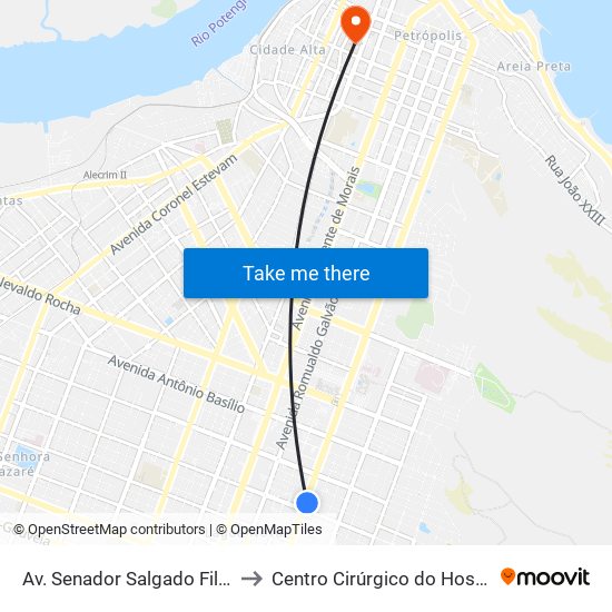 Av. Senador Salgado Filho, 1775 | Hotel Residence to Centro Cirúrgico do Hospital Infantil Varela Santiago map