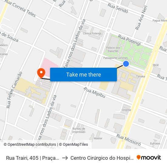 Rua Trairi, 405 | Praça Cívica, Sentido Centro to Centro Cirúrgico do Hospital Infantil Varela Santiago map