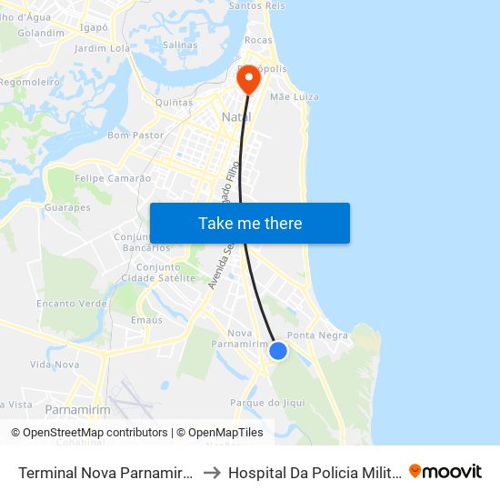 Terminal Nova Parnamirim to Hospital Da Policia Militar map