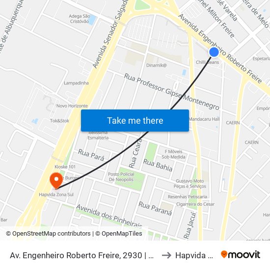 Av. Engenheiro Roberto Freire, 2930 | Shopping Cidade Jardim to Hapvida Zona Sul map