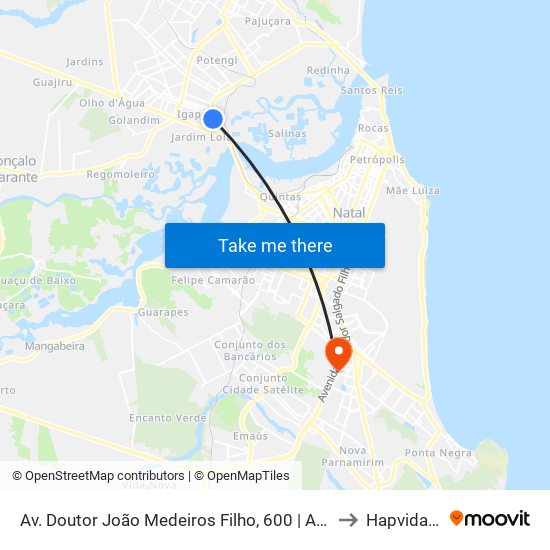 Av. Doutor João Medeiros Filho, 600 | Acesso Ao Atacadão Zona Norte to Hapvida Zona Sul map