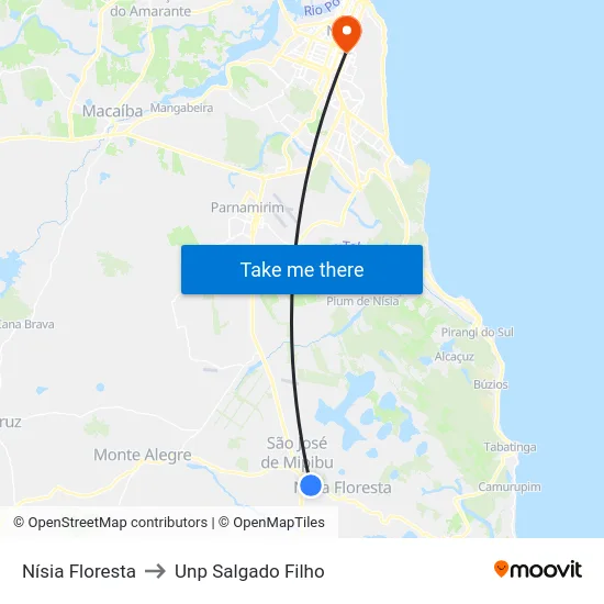 Nísia Floresta to Unp Salgado Filho map