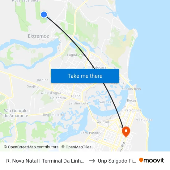 R. Nova Natal | Terminal Da Linha 125 to Unp Salgado Filho map